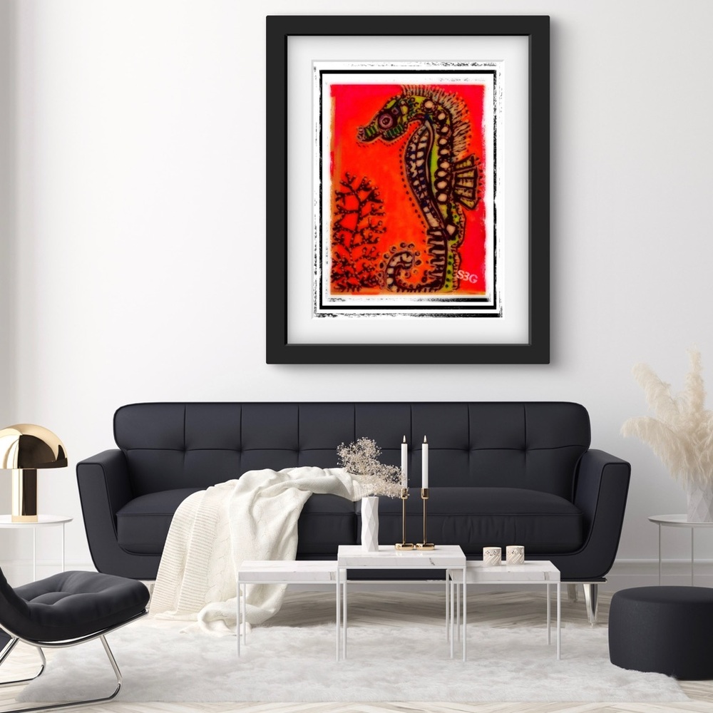 Sea horse print signed by artist